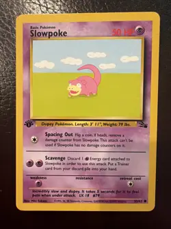 Pokemon TCG 1st Edition Fossil Slowpoke 55/62 Original Vintage Pokemon Card - Image 1