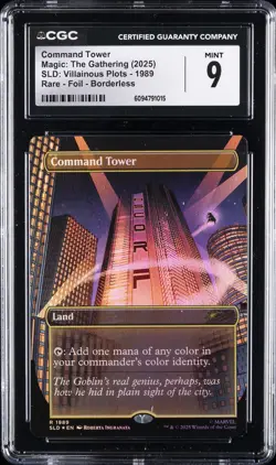 2025 MTG SLD: VILLAINOUS PLOTS RARE FOIL BORDERLESS #1989 COMMAND TOWER CGC 9 - Image 1