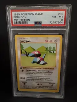 1999 Pokemon Porygon 39/102 Base Set 1st Edition PSA 8 - Image 1