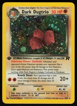 Dark Dugtrio 6/82 Rare Team Rocket Holo 1st Edition Pokemon - Image 1