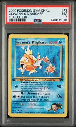 2000 POKEMON GYM CHALLENGE 1ST EDITION #73 GIOVANNI'S MAGIKARP PSA 7 - Image 1