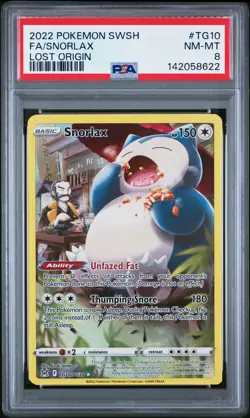 2022 POKEMON SWORD & SHIELD LOST ORIGIN #TG10 FULL ART/SNORLAX PSA 8 - Image 1