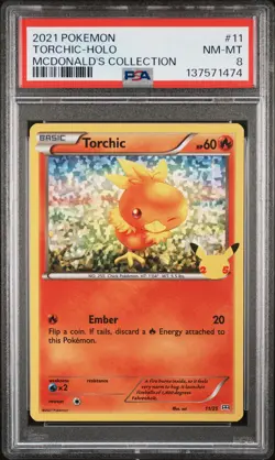 2021 POKEMON MCDONALD'S COLLECTION #11 TORCHIC-HOLO PSA 8 - Image 1