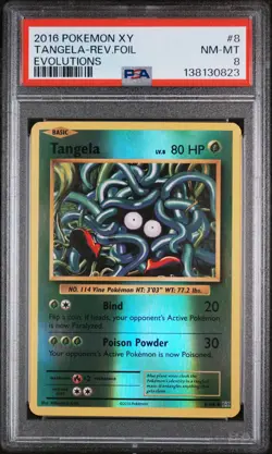 2016 POKEMON XY EVOLUTIONS #8 TANGELA-REVERSE FOIL PSA 8 - Image 1