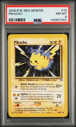 2000 POKEMON NEO GENESIS #70 PIKACHU PSA 8 - Image 1