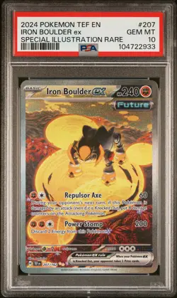 2024 POKEMON TEMPORAL FORCES SPECIAL ILLUSTRATION RARE IRON BOULDER EX PSA 10 - Image 1