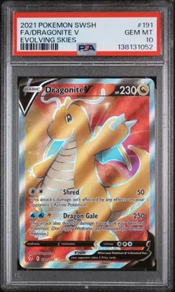 2021 POKEMON SWORD & SHIELD EVOLVING SKIES #191 FULL ART/DRAGONITE V PSA 10 - Image 1