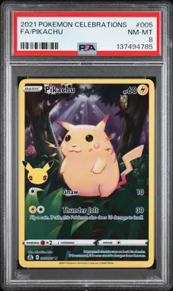 2021 POKEMON CELEBRATIONS #005 FULL ART/PIKACHU PSA 8 - Image 1