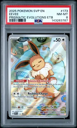 2025 POKEMON SVP EN-SV BLACK STAR PROMO #173 EEVEE PSA 8 - Image 1