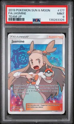 2019 POKEMON SUN & MOON TEAM UP #177 FULL ART/JASMINE PSA 9 - Image 1