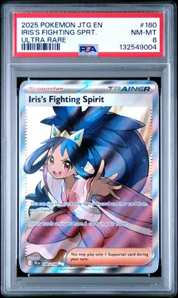 2025 POKEMON JTG EN-JOURNEY TOGETHER ULTRA RARE IRIS'S FIGHTING SPIRIT PSA 8 - Image 1