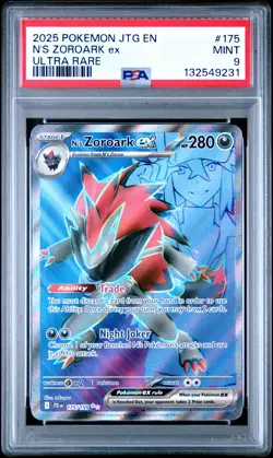 2025 POKEMON JTG EN-JOURNEY TOGETHER ULTRA RARE #175 N'S ZOROARK EX PSA 9 - Image 1