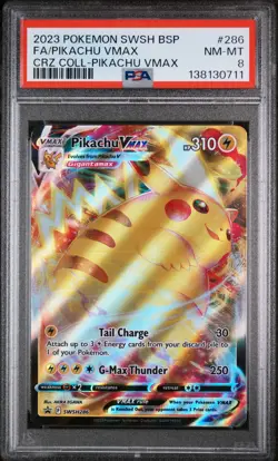 2023 POKEMON SWSH BLACK STAR PROMO #286 FULL ART/PIKACHU VMAX PSA 8 - Image 1