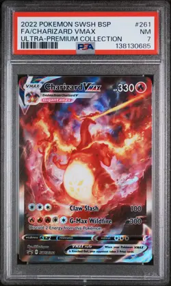 2022 POKEMON SWSH BLACK STAR PROMO #261 FULL ART/CHARIZARD VMAX PSA 7 - Image 1