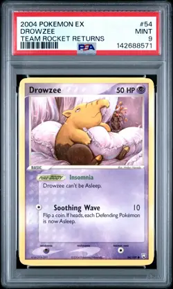 2004 POKEMON EX TEAM ROCKET RETURNS #54 DROWZEE PSA 9 - Image 1