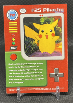 1999 Topps Pokemon TV Animation Edition Series 1 TV2 #25 Pikachu - Image 2