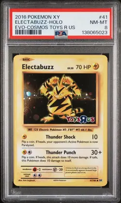 2016 Pokemon XY Evolutions Cosmos #41/108 Electabuzz Holo Toys R Us PSA 8 NM-MT - Image 1