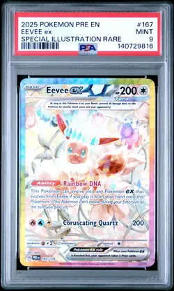 2025 POKEMON PRISMATIC EVOLUTIONS SPECIAL ILLUSTRATION RARE EEVEE EX PSA 9 - Image 1