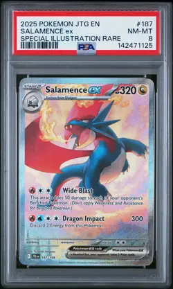 2025 POKEMON JOURNEY TOGETHER SPECIAL ILLUSTRATION RARE #187 SALAMENCE EX PSA 8 - Image 1