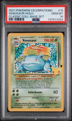 2021 POKEMON CELEBRATIONS CLASSIC COLLECTION #15 VENUSAUR-HOLO PSA 10 - Image 1