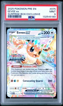 2025 POKEMON PRE EN-PRISMATIC EVOLUTIONS SURPRISE BOX EXCLUSIVE EEVEE EX PSA 9 - Image 1