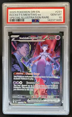 2025 Pokemon Destined Rivals Team Rocket's Mewtwo ex #231/182 PSA 10 - Image 1
