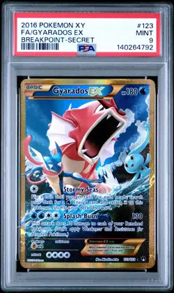 2016 POKEMON XY BREAKPOINT SECRET #123 FULL ART/GYARADOS EX PSA 9 - Image 1