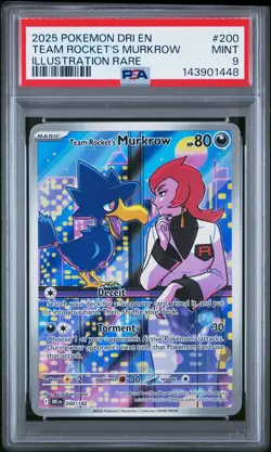 2025 POKEMON DRI EN-DESTINED RIVALS #200 TEAM ROCKET'S MURKROW PSA 9 - Image 1