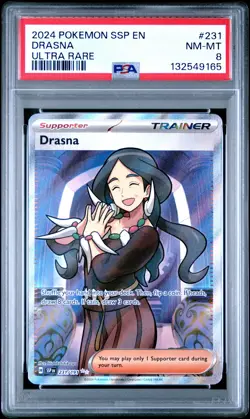 2024 POKEMON SSP EN-SURGING SPARKS ULTRA RARE #231 DRASNA PSA 8 - Image 1