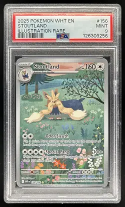 2025 Pokemon White Flare Stoutland Illustration Rare #156/086 PSA 9 - Image 1