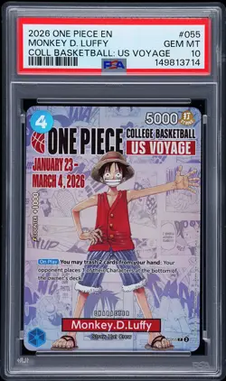 2026 ONE PIECE PROMOS COLLEGE BASKETBALL : US VOYAGE MONKEY D. LUFFY PSA 10 - Image 1