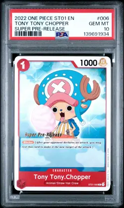 2022 ONE PIECE STARTER DECK STRAW HAT CREW PRE-RELEASE TONY TONY CHOPPER PSA 10 - Image 1