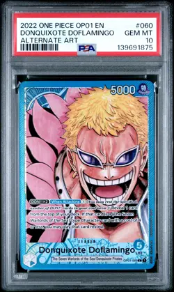 2022 ONE PIECE OP01-ROMANCE DAWN ALTERNATE ART #060 DONQUIXOTE DOFLAMINGO PSA 10 - Image 1