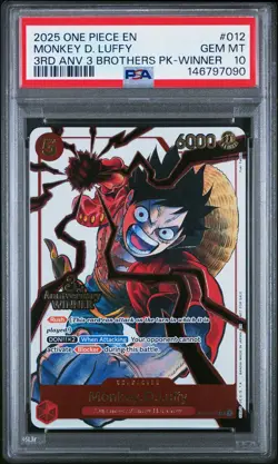 2025 ONE PIECE 3RD ANNIV TOURNAMENT 3 BROTHERS PACK WINNER MONKEY D LUFFY PSA 10 - Image 1