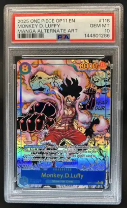 2025 One Piece English Monkey D Luffy Manga Alternate Art #OP11-18 PSA 10 - Image 1