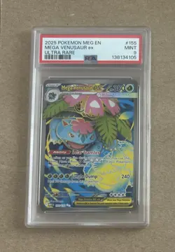 2025 Pokemon Mega Evolution Mega Venusaur Ex Ultra Rare Card #155 PSA 9 - Image 1