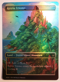 Ketria Triome FOIL Proxy Playtest Card with Custom Fantasy Anime Art Design - Image 5