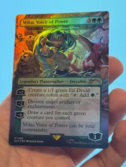 1X FOIL Miku, Voice of Power BORDERLESS MINT MTG Magic Hatsune Miku Secret Lair - Image 2