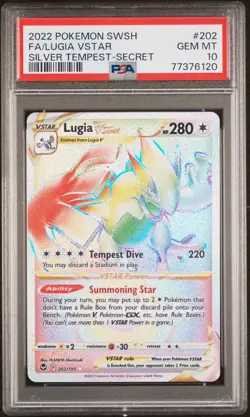 2022 POKEMON SWORD & SHIELD SILVER TEMPEST SECRET FULL ART/LUGIA VSTAR PSA 10 - Image 1