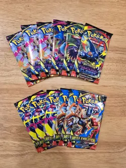 6 Phantasmal Flames + 6 Mega Evolution Pokemon Booster Pack Lot (12 Packs Total) - Image 1