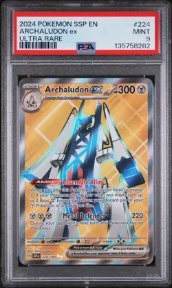 2024 POKEMON SSP EN-SURGING SPARKS ULTRA RARE #224 ARCHALUDON EX PSA 9 - Image 1