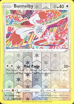 Bunnelby 150/189 Common Darkness Ablaze Pokemon Reverse Holo Near Mint - Image 1