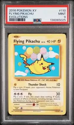 Pokemon XY Evolutions Flying Pikachu #110/108 2016, PSA 9 Secret - Image 1