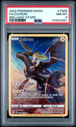2022 POKEMON SWORD & SHIELD BRILLIANT STARS #TG05 FULL ART/ZEKROM PSA 8 - Image 1