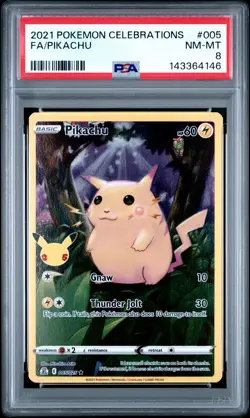 2021 POKEMON CELEBRATIONS #005 FULL ART/PIKACHU PSA 8 - Image 1