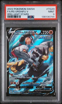 2022 POKEMON SWSH BRILLIANT STARS #TG20 FULL ART/RAPID STRIKE URSHIFU V PSA 9 - Image 1