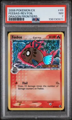 2006 POKEMON EX DRAGON FRONTIERS #49 FEEBAS-REVERSE FOIL PSA 7 - Image 1