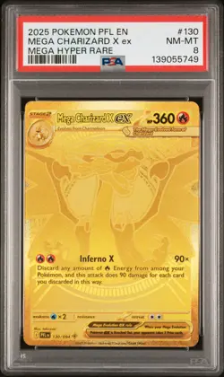 2025 POKEMON PFL EN-PHANTASMAL FLAMES MEGA HYPER RARE MEGA CHARIZARD X EX PSA 8 - Image 1