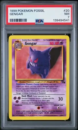 1999 POKEMON FOSSIL #20 GENGAR PSA 7 - Image 1