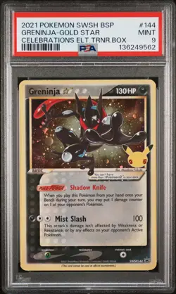 2021 POKEMON SWSH PROMO CELEBRATIONS ETB #144 GRENINJA-GOLD STAR PSA 9 - Image 1
